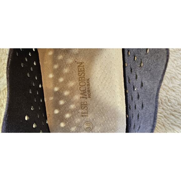 Ilse Jacobsen Women EU 38 US 7.5-8 Navy Tulip Leather Laser Cut Espadrilles Shoe - Picture 5 of 5